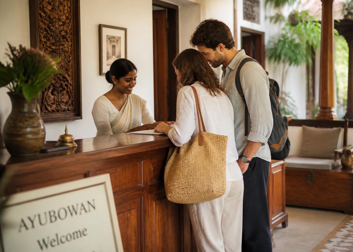 Guests arriving at a small hospitality property